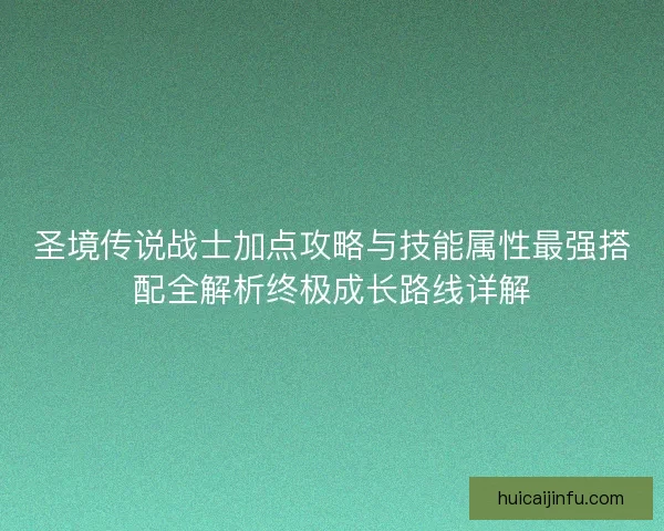 圣境传说战士加点攻略与技能属性最强搭配全解析终极成长路线详解