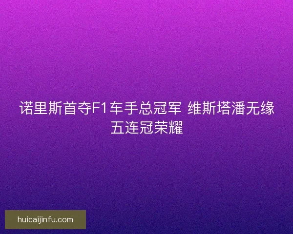 诺里斯首夺F1车手总冠军 维斯塔潘无缘五连冠荣耀