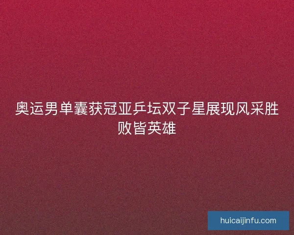 奥运男单囊获冠亚乒坛双子星展现风采胜败皆英雄
